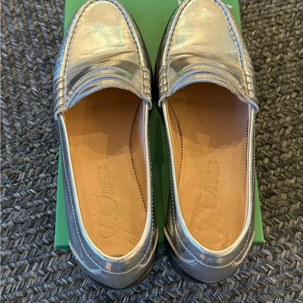 J.Crew Silver Loafers